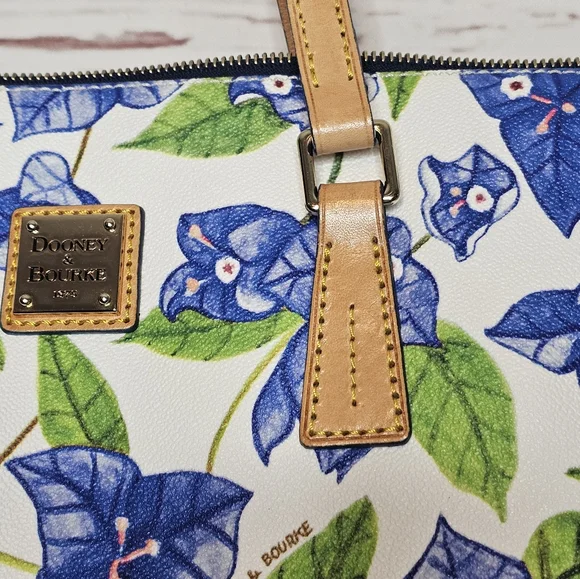 Dooney & Bourke Blue Bougainvillea Floral Handbag - Picture 4 of 15